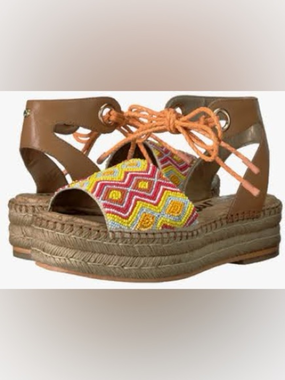 NIB Sam Edelman “Neera” Beaded Platform Boho Espadrille Sandal Size 6 - Picture 2 of 16